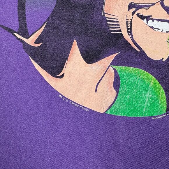 Vintage‎ Batman The Riddler T-Shirt Men’s S Purple Jim Carrey DC Comics 1995 - Picture 3 of 7
